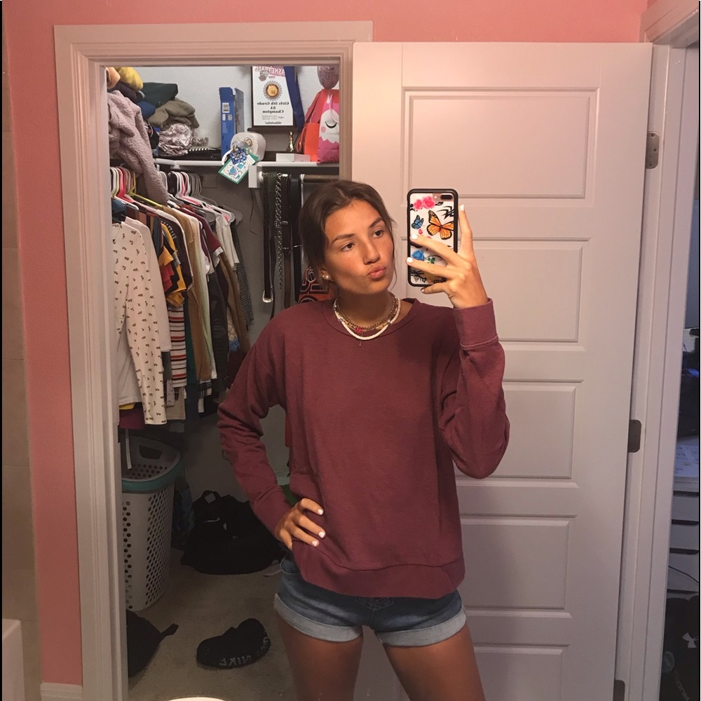 Maroon/ purple crew neck